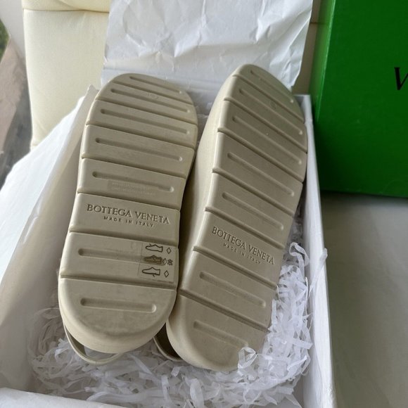 NEW BOTTEGA VENETA PUDDLE SANDALS SLINGBACK RUBBER Sea Salt Beige White 39 US 9 - Picture 8 of 9